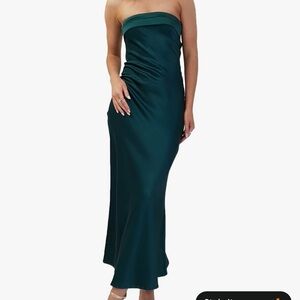Elegant Strapless Green Dress